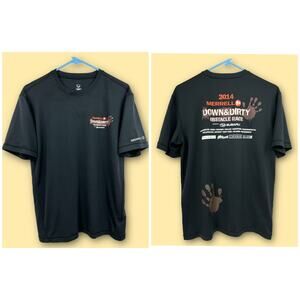 Merrell MEDIUM Black Down & Dirty Obstacle Race Short Sleeve Tee Shirt T-Shirt